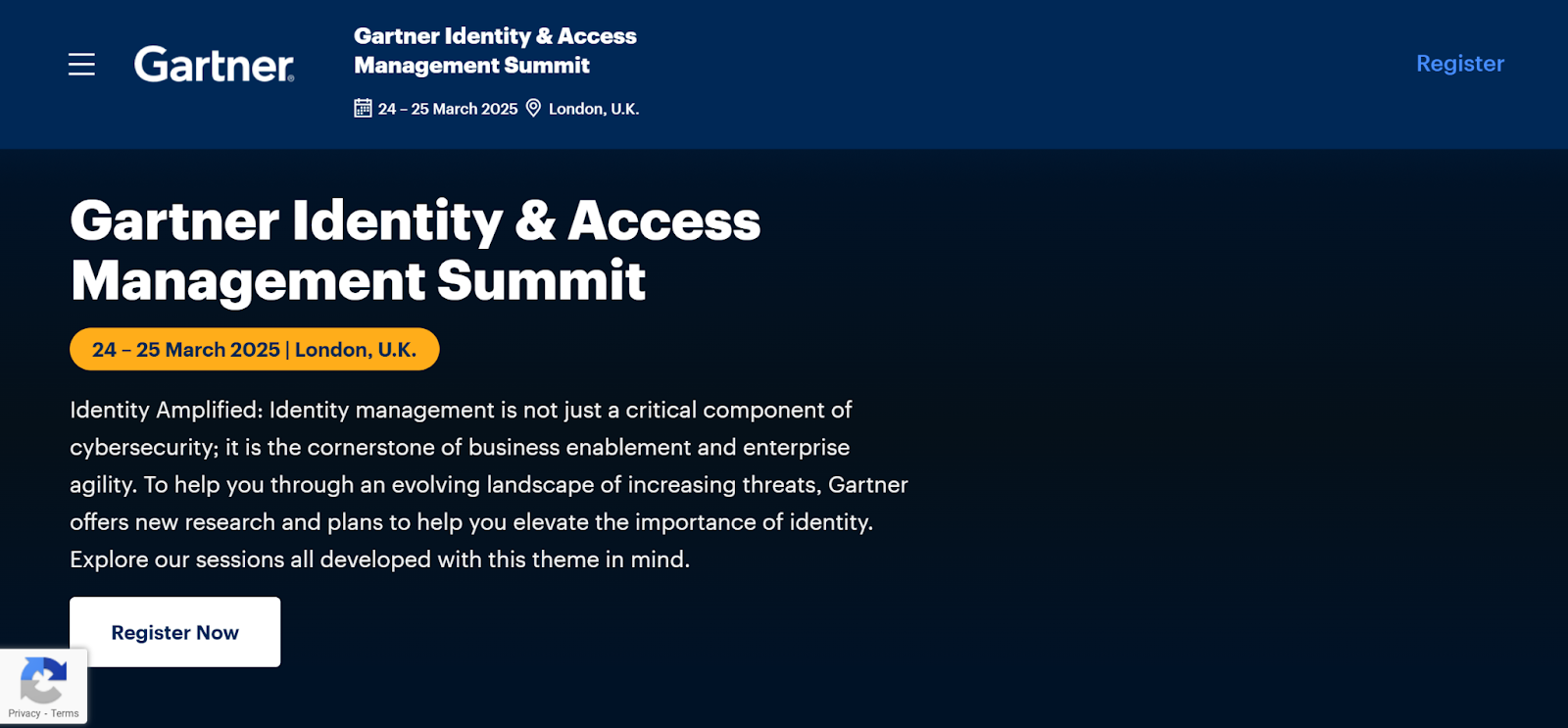 Gartner identity & Access Management Summit official page