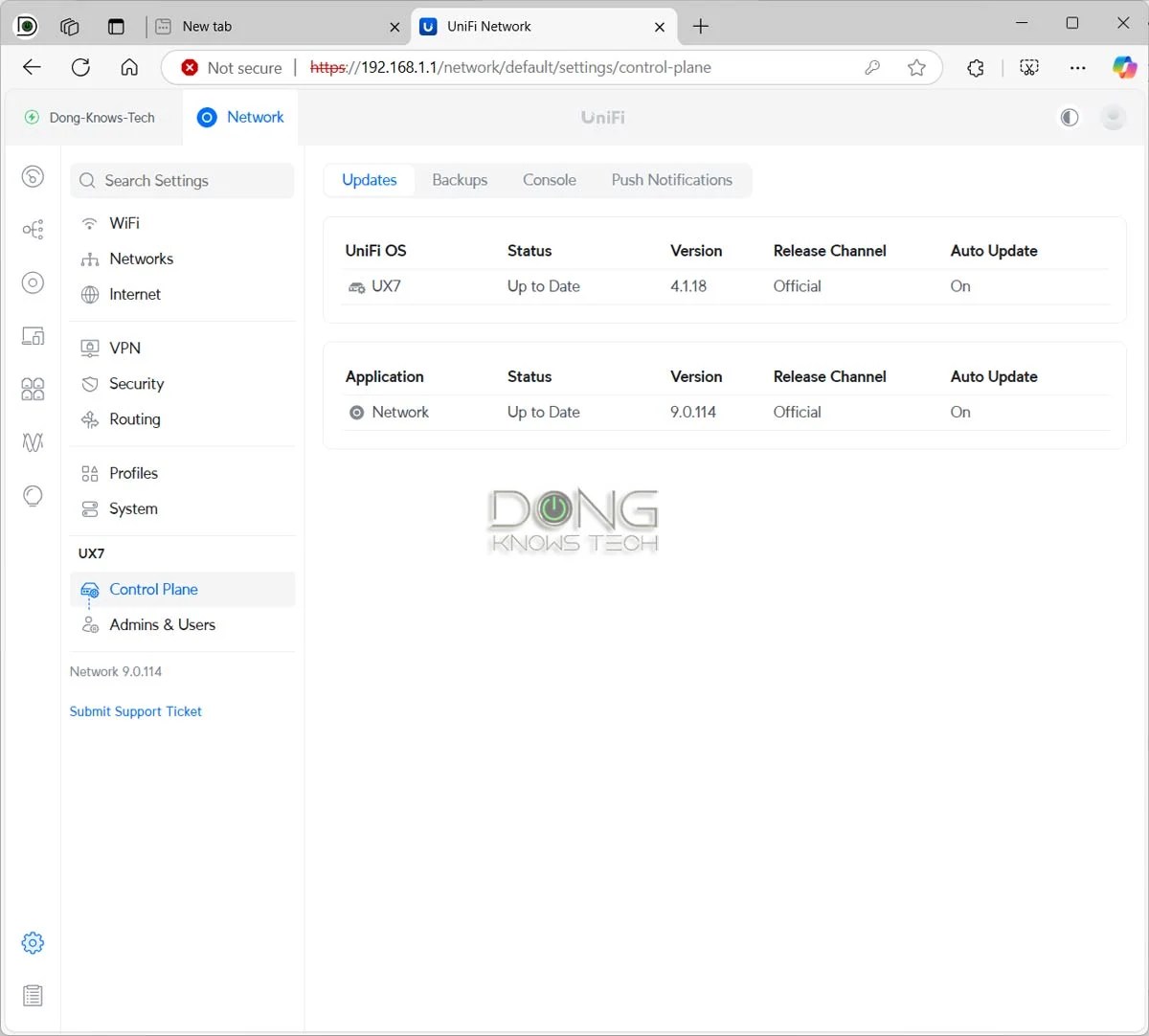 Ubiquiti UX7 supports only the Network application