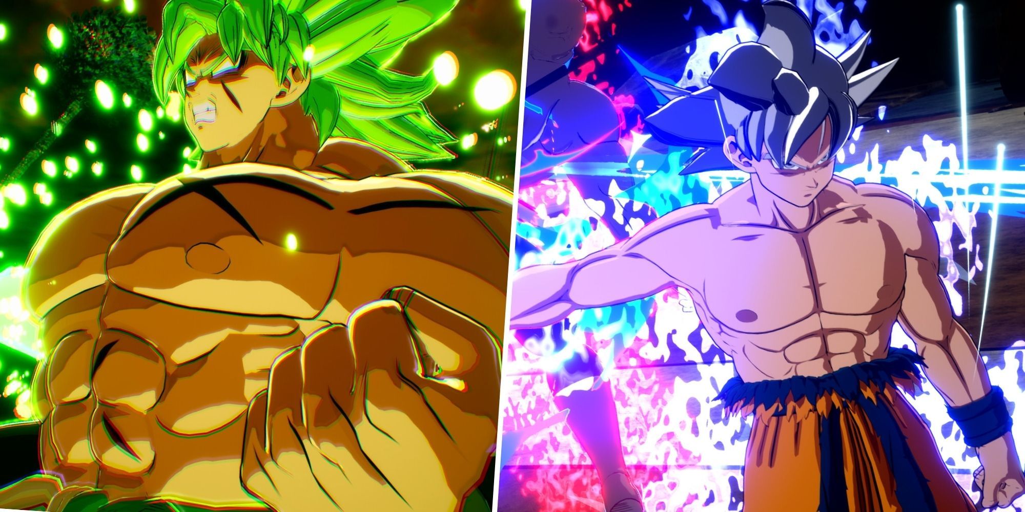 Split image of Broly and Goku