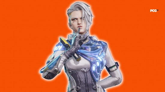 Fragpunk tier list: a woman with shirt white hair, wearing a futuristic white bodysuit.