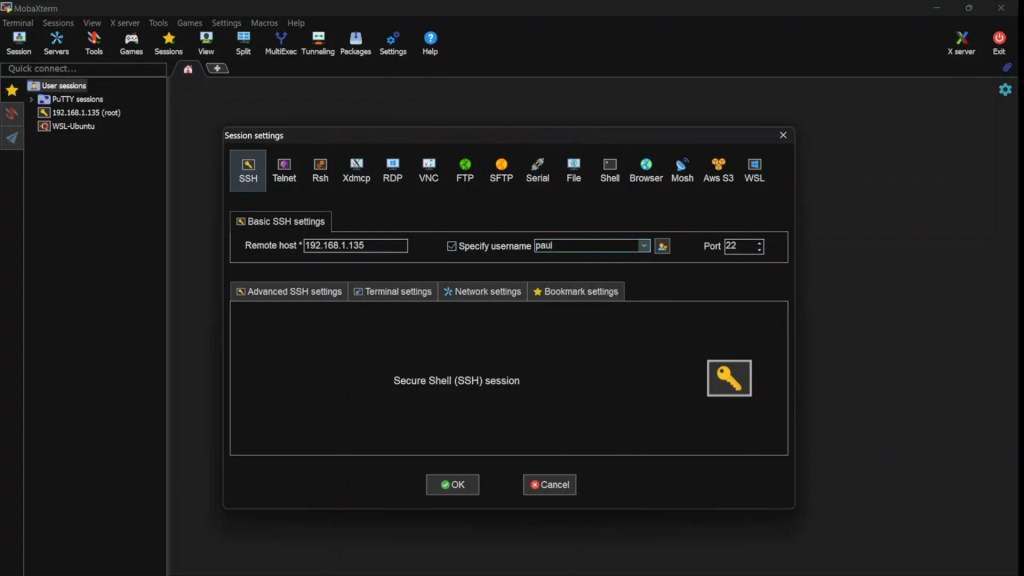 Connecting via MobaXterm