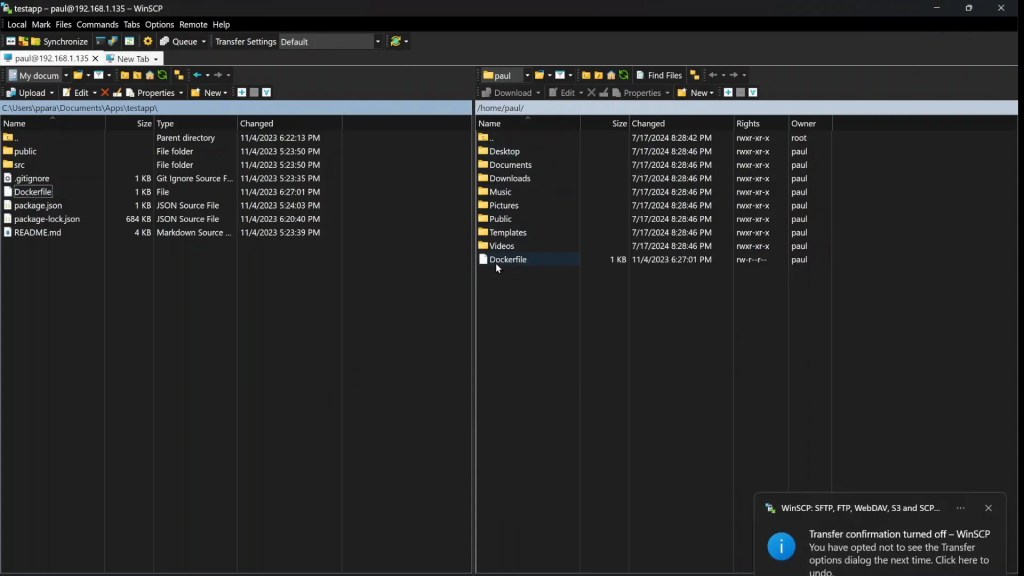 File transfer using drag and drop