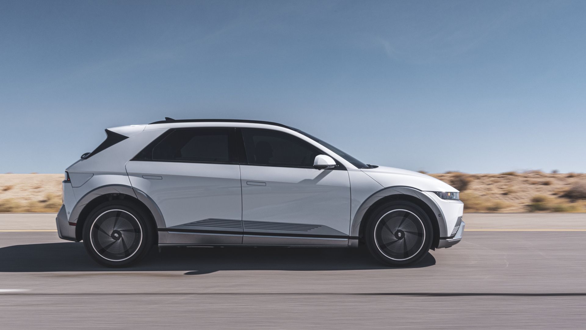 Side action shot of a 2025 Hyundai Ioniq 5