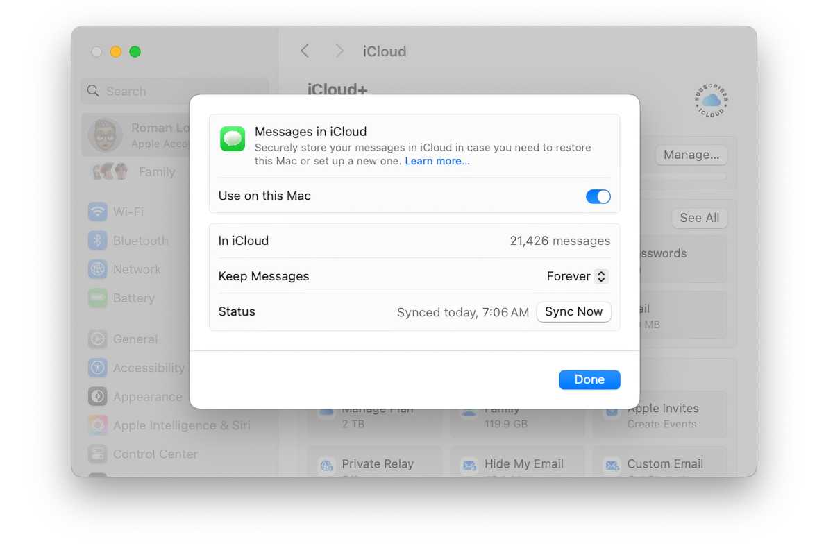 Messages in iCloud sync macOS