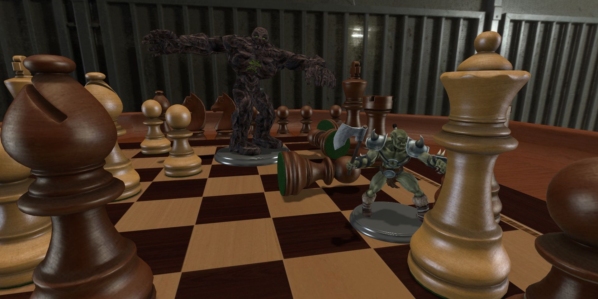 Figures on a chess board in Tabletop Simulator