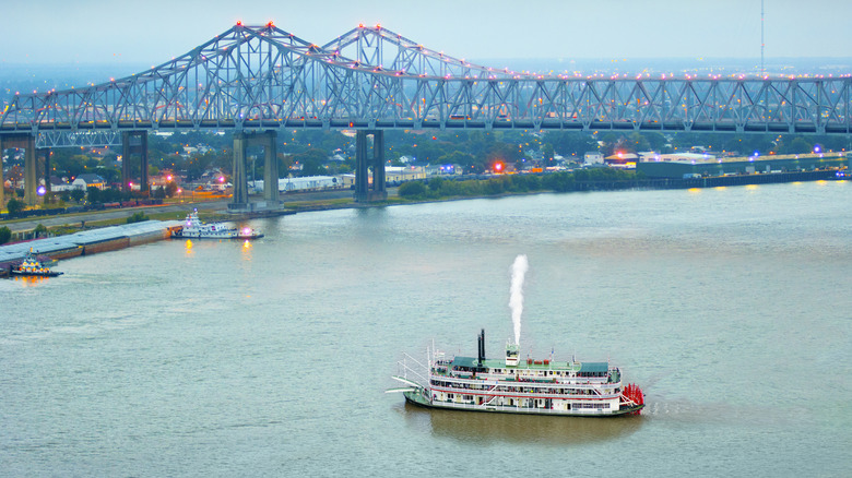 Steamboat on the Mississippi river