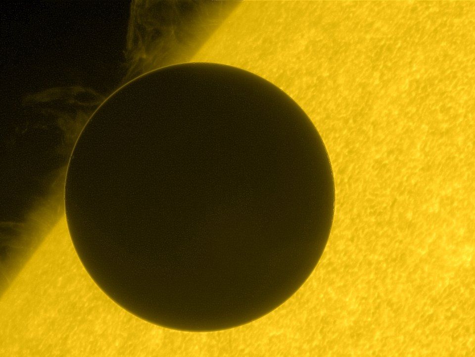 Venus Passing between the sun and Earth.